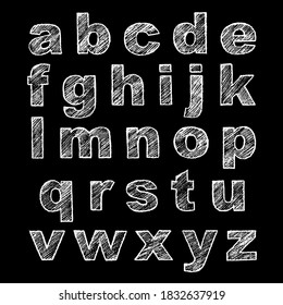 Hand-drawn alphabet. Calligraphy font. Modern chalk lettering. Grunge style alphabet.