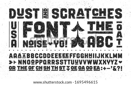 Hand-drawn alphabet and font. Bold, regular and medium uppercase letters, alternative characters. Creative hand-drawn sketch texture font for design, typographic. Vector Illustration