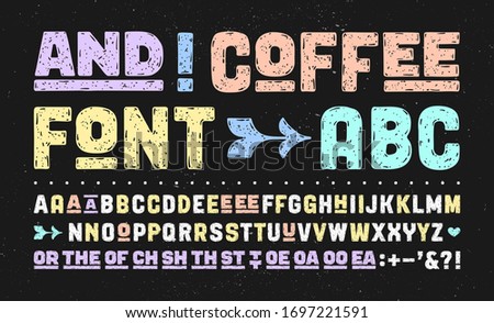 Hand-drawn alphabet and font. Bold, regular and medium uppercase letters, alternative characters. Creative hand-drawn sketch texture font for design, typographic. Vector Illustration