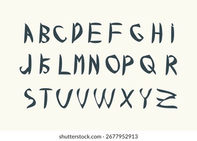 Hand-drawn alphabet font design featuring distressed uppercase letters for unique branding and creative projects