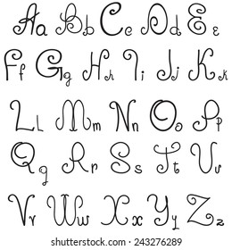 Vector Hand Drawn Calligraphic Alphabet Based Stock Vector (Royalty ...