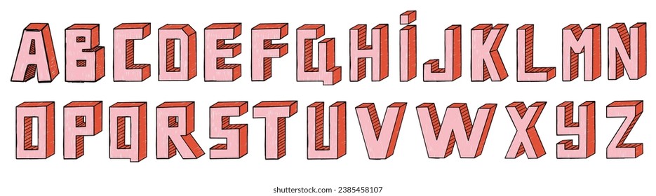 Hand-drawn alphabet. Set of funky letters. Vector.