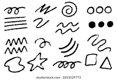 Hand-drawn alphabet vector illustration set with letters, numbers, and symbols for design projects