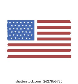 Hand-Drawn American flag with Red Blue Stripes Vector