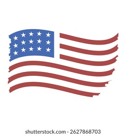 Hand-Drawn American flag with Red Blue Stripes Vector