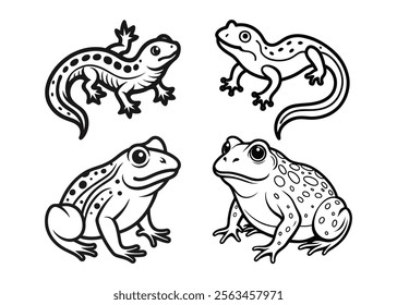 Hand-Drawn Amphibian Set for Designers.