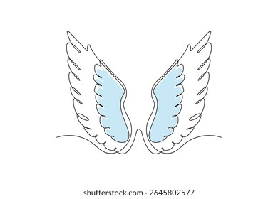 Hand-drawn angel wings one-line art drawing. Angel wings continuous outline icon vector.