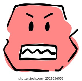 A hand-drawn angry face emoji. Features a simple and cute red-based design. Stylish and versatile for various scenes.