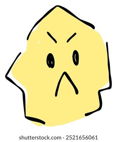 A hand-drawn angry face emoji. Features a simple and cute yellow-based design. Stylish and versatile for various scenes.