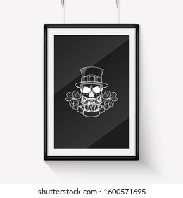Handdrawn angry skull of leprechaun