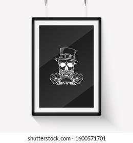 Handdrawn angry skull of leprechaun