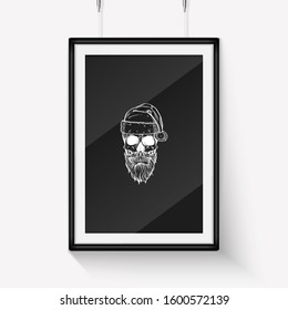 Handdrawn angry skull of Santa Claus