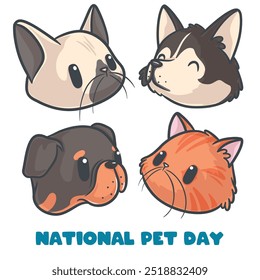 Hand-drawn animal avatars element collection - national pet day