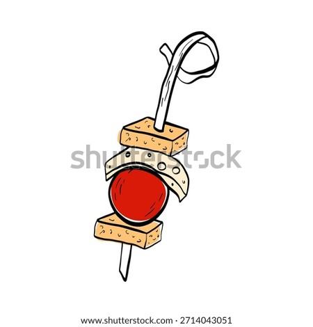 Hand-drawn appetizer tapas illustration, canape, finger food in Mediterranean style. Ideal for bar menus, finger-food branding, and modern restaurant visuals.
