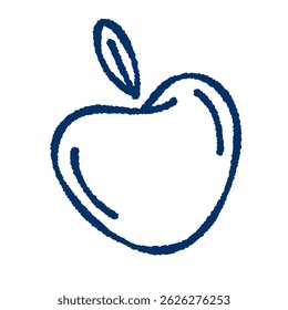 Hand-drawn apple doodle. Cute fruit sketch in cartoon style. Fresh, juicy, healthy food illustration for stickers, packaging, kitchen decor, organic lifestyle, and nutrition design.