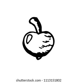 Handdrawn apple doodle icon. Hand drawn black sketch. Sign cartoon symbol. Decoration element. White background. Isolated. Flat design. Vector illustration.