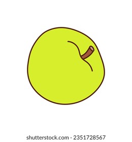 manzana dibujada a mano sobre un fondo transparente. Ilustración vectorial aislada de frutos jugosos