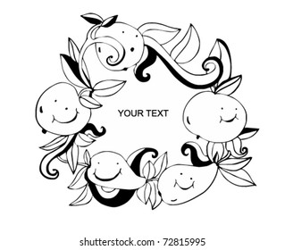 hand-drawn apple and pear floral design