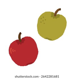 Hand-Drawn Apple and Pear – Simple Illustration