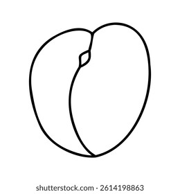 Hand-drawn apricot illustration in black and white. Minimalist fruit-themed doodle, perfect for healthy food designs, botanical projects, and summer produce art