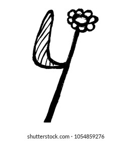Handdrawn arabic numerals. Number 4 - floral element of numbers made from hand drawn flowers  for your lettering design. Spring floral 123 element in vector.
