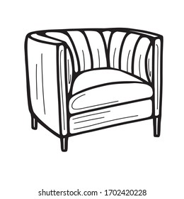 hand-drawn armchair isolated on a white background. Vector illustration in the Doodle style.