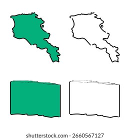 Hand-drawn Armenia map with soft, friendly and natural style.