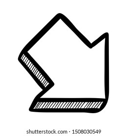 Handdrawn arrow click doodle icon. Hand drawn black sketch. Sign cartoon symbol. Decoration element. White background. Isolated. Flat design. Vector illustration.
