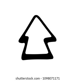 Handdrawn arrow cursor doodle icon. Hand drawn black sketch. Sign symbol. Decoration element. White background. Isolated. Flat design. Vector illustration.