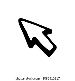 Handdrawn arrow cursor doodle icon. Hand drawn black sketch. Sign symbol. Decoration element. White background. Isolated. Flat design. Vector illustration.