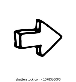 Handdrawn arrow cursor doodle icon. Hand drawn black sketch. Sign symbol. Decoration element. White background. Isolated. Flat design. Vector illustration.