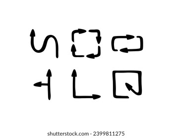Handdrawn arrow and direction vector icons