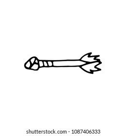 Handdrawn arrow doodle icon. Hand drawn black sketch. Sign symbol. Decoration element. White background. Isolated. Flat design. Vector cartoon illustration.