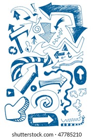 Hand-drawn arrow doodles. Vector illustration.
