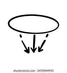 Hand-drawn arrow down for buttons, sign and symbols. Isolated vector arrows, hand drawn on a white background. 