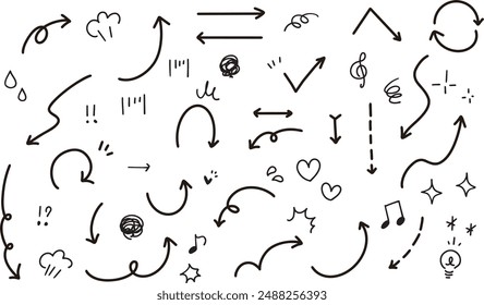 Hand-drawn Arrow and Emotional Emphasis Manga Symbols Illustration Icon Set