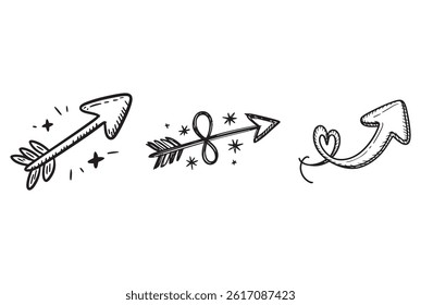 Hand-drawn arrow graphics set for design elements