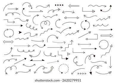 Hand-drawn arrow icon set variation simple illustration vector design line drawing