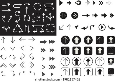 Hand-drawn Arrow Illustration Set Black and White Line Drawing
Set of isolated next or right move arrows. Play buttons for website. Undo and redo symbols.
Directional vector icon for software design.