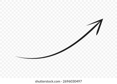 Flecha dibujada a mano que indica crecimiento, dirección hacia adelante 