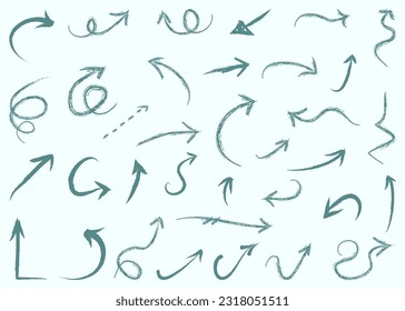 Handgezeichnete Pfeilmarken. Einfache Skizze abstrakter Doodle-Zeiger
