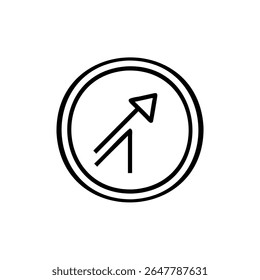 Handdrawn arrow pointing upwards inside a circle on a background direction