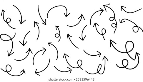 Hand-Drawn Arrow Set Black Vector