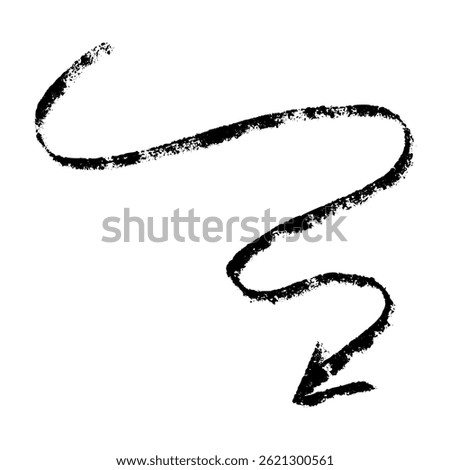 Hand-drawn arrow set with brush strokes, scribbles, and sketchy lines. Fun crayon, chalk, and pencil textures creating a playful effect. Flat vector illustration isolated on white background.