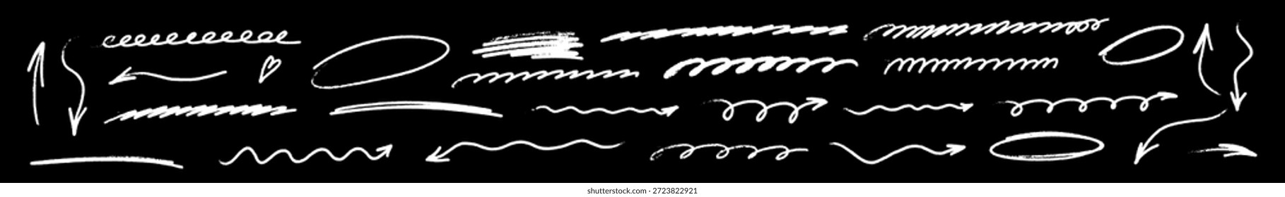 Handgezeichneter Pfeil mit Buntstifttextur und Bleistiftstrichen, sanften Unterstrichen und fetten Pinselstrichen. Jeder Pfeil verbindet Farbstiftschattierung, Bleistiftdetails, Unterstriche und Pinselbewegungen.