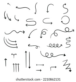 Hand-drawn arrow set. Sketch arrow design for Business plan and Education.
