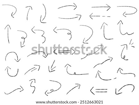 hand-drawn arrow set, thin line arrows