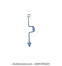 Hand-drawn arrow sketch as navigation symbol, freehand graphic pointer for direction and guidance design.