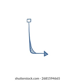 Hand-drawn arrow sketch as navigation symbol, freehand graphic pointer for direction and guidance design.