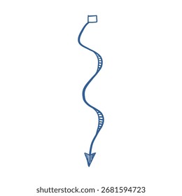 Hand-drawn arrow sketch as navigation symbol, freehand graphic pointer for direction and guidance design.